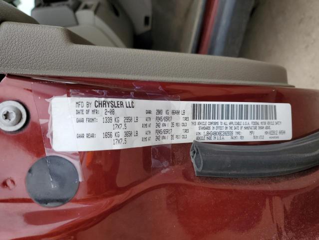 1J8HG48KX8C202939 - 2008 JEEP COMMANDER SPORT წითელი ფოტო 12