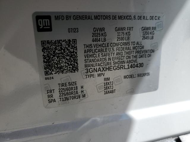 3GNAXHEG5RL140430 - 2024 CHEVROLET EQUINOX LS WHITE photo 12