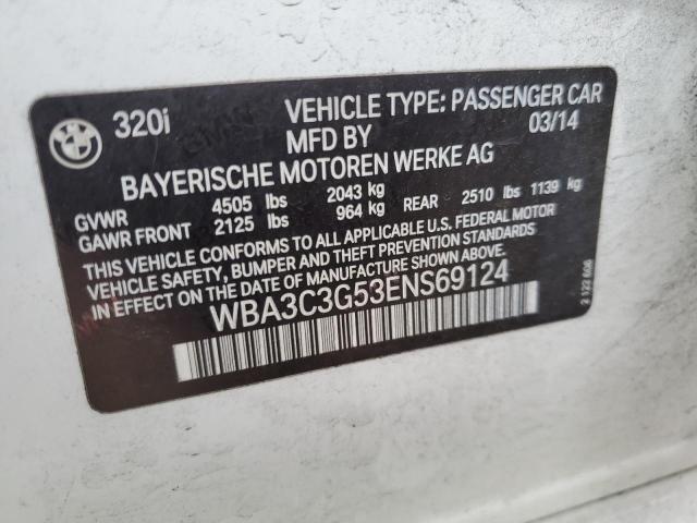 WBA3C3G53ENS69124 - 2014 BMW 320 I XDRIVE WHITE photo 12