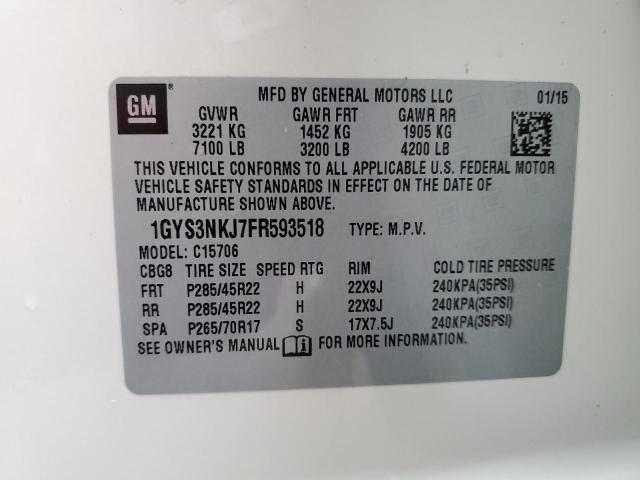 1GYS3NKJ7FR593518 - 2015 CADILLAC ESCALADE PREMIUM WHITE photo 13