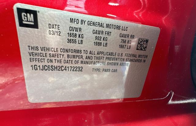 1G1JC6SH2C4172232 - 2012 CHEVROLET SONIC LT RED photo 10