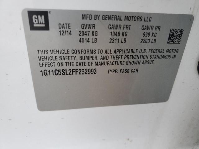 1G11C5SL2FF252993 - 2015 CHEVROLET MALIBU 1LT 白色 照片 13