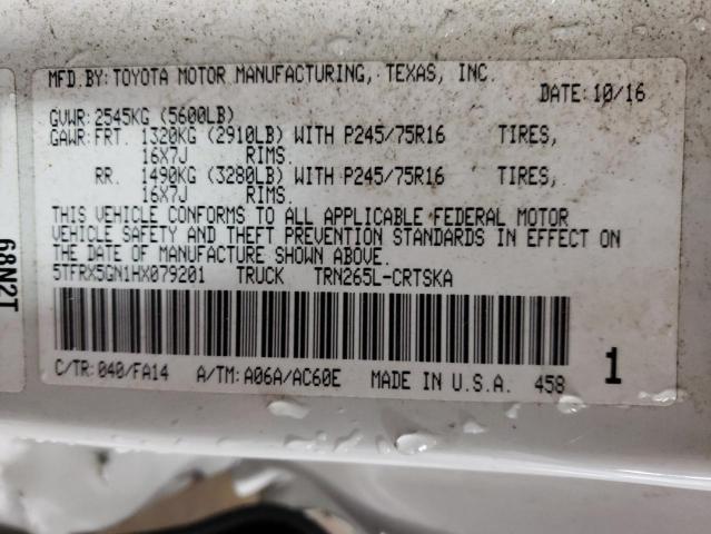 5TFRX5GN1HX079201 - 2017 TOYOTA TACOMA ACCESS CAB Ақ фото 12