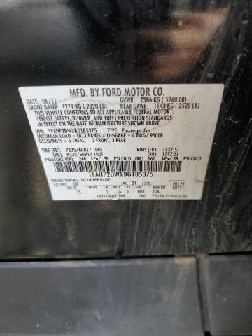 1FAHP2DWXBG185375 - 2011 FORD TAURUS SE BLACK photo 12