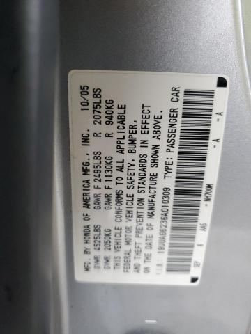 19UUA66236A010309 - 2006 ACURA 3.2 TL SILVER photo 12