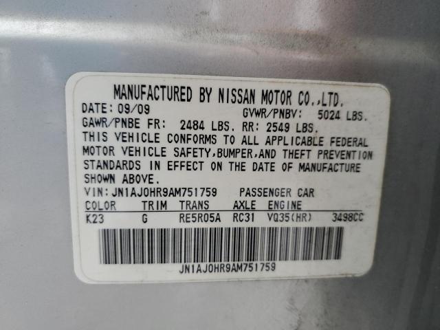JN1AJ0HR9AM751759 - 2010 INFINITI EX35 BASE ვერცხლისფერი ფოტო 12