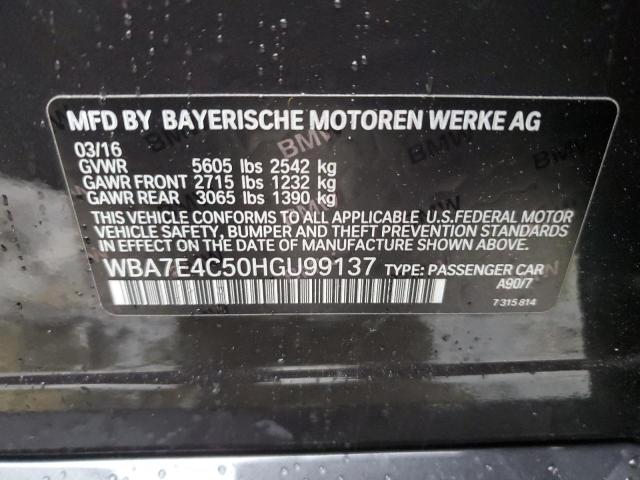 WBA7E4C50HGU99137 - 2017 BMW 740 XI GRAY photo 12