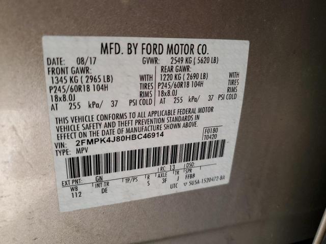 2FMPK4J80HBC46914 - 2017 FORD EDGE SEL CREAM photo 14