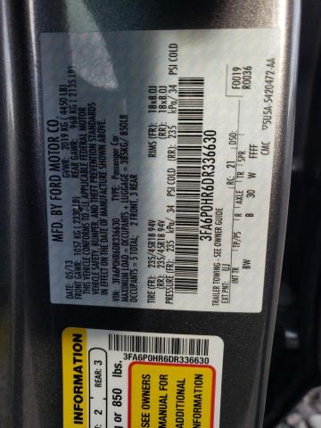 3FA6P0HR6DR336630 - 2013 FORD FUSION SE GRAY photo 12