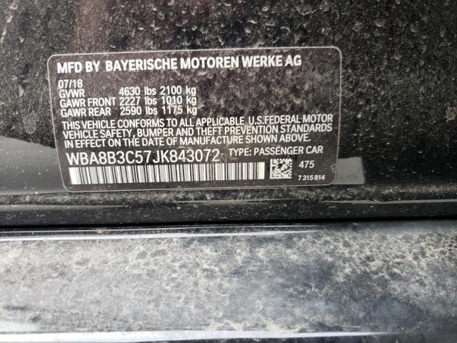 WBA8B3C57JK843072 - 2018 BMW 340 I BLACK photo 12