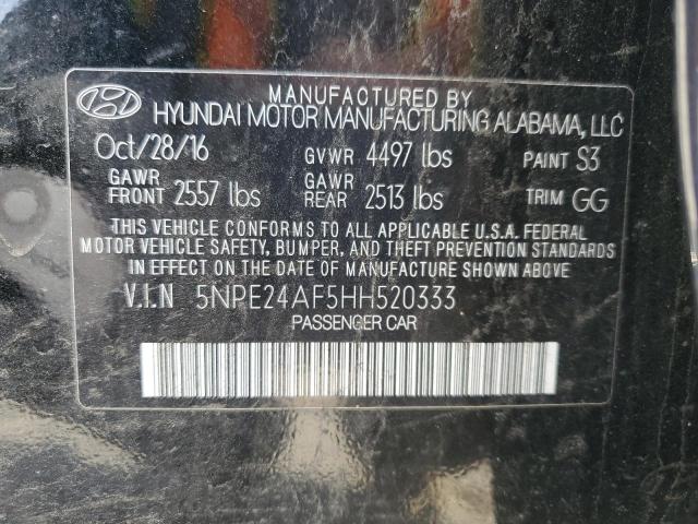 5NPE24AF5HH520333 - 2017 HYUNDAI SONATA SE BLACK photo 12