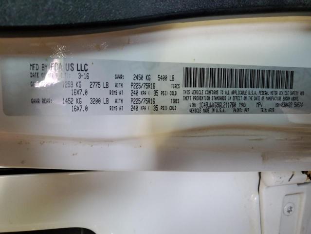 1C4BJWKG9GL211760 - 2016 JEEP WRANGLER U SPORT Weiß Foto 12