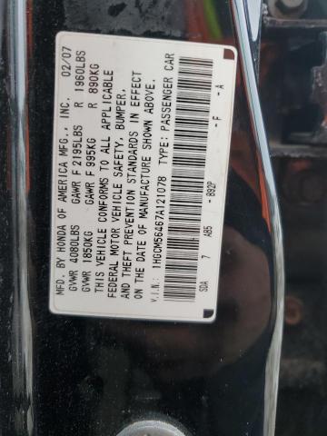 1HGCM56467A121078 - 2007 HONDA ACCORD LX BLACK photo 12