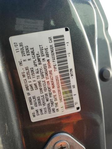 1HGCS22818A002501 - 2008 HONDA ACCORD EXL GRAY photo 12