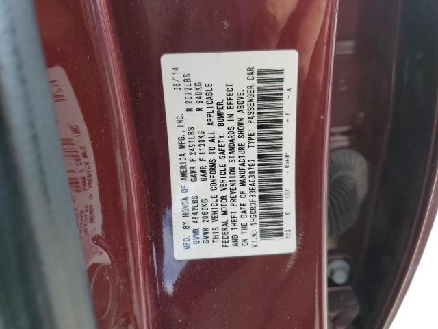 1HGCR3F83EA039797 - 2014 HONDA ACCORD EXL RED photo 13