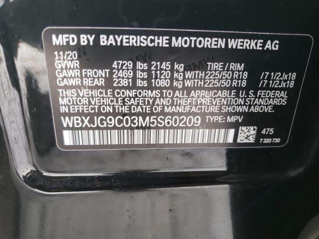 WBXJG9C03M5S60209 - 2021 BMW X1 XDRIVE28I BLACK photo 12