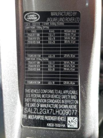 SALZL2GX7LH009077 - 2020 LAND ROVER RANGE ROVE SE CHARCOAL photo 13