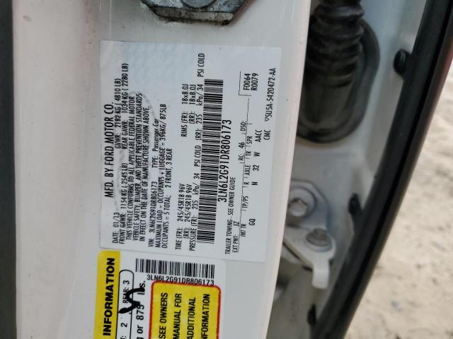 3LN6L2G91DR806173 - 2013 LINCOLN MKZ WHITE photo 12