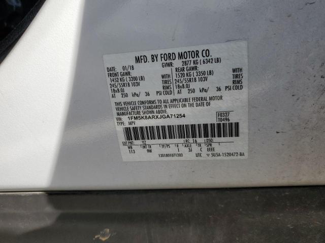 1FM5K8ARXJGA71254 - 2018 FORD EXPLORER POLICE INTERCEPTOR 白色 照片 13