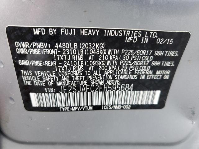 JF2SJAFC2FH595684 - 2015 SUBARU FORESTER 2.5I PREMIUM SILVER photo 12