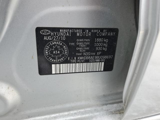 KMHDB8AE9BU098697 - 2011 HYUNDAI ELANTRA TO GLS SILVER photo 12