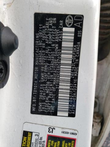 2T1BU4EE6BC670301 - 2011 TOYOTA COROLLA BASE WHITE photo 12
