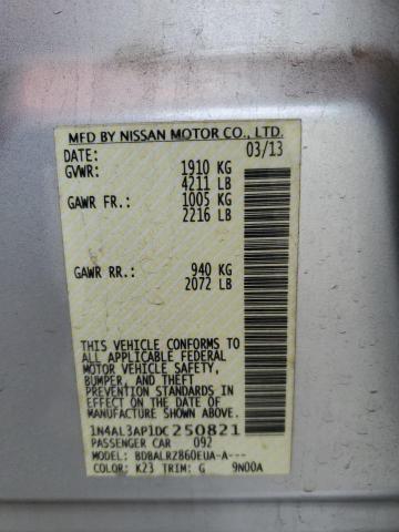 1N4AL3AP1DC250821 - 2013 NISSAN ALTIMA 2.5 SILVER photo 12