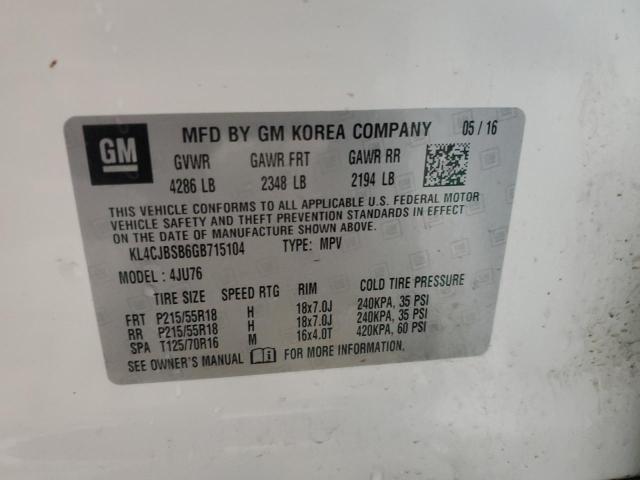 KL4CJBSB6GB715104 - 2016 BUICK ENCORE CONVENIENCE 白色 照片 12