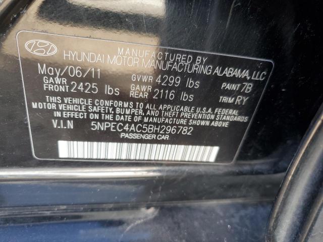 5NPEC4AC5BH296782 - 2011 HYUNDAI SONATA SE BLACK photo 12