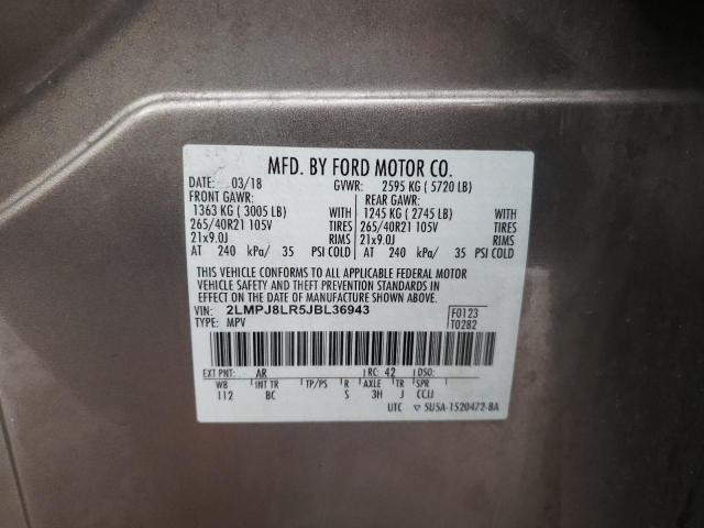 2LMPJ8LR5JBL36943 - 2018 LINCOLN MKX RESERVE أسمر صورة 13