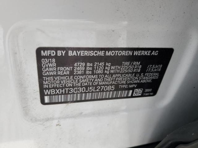 WBXHT3C30J5L27085 - 2018 BMW X1 XDRIVE28I WHITE photo 12