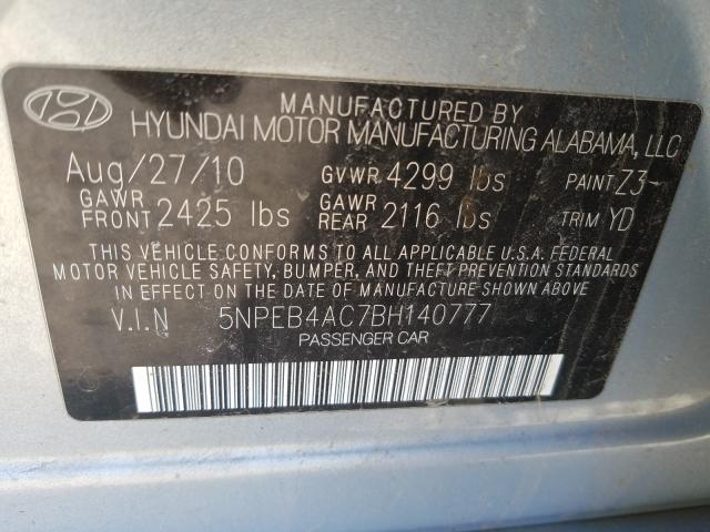 5NPEB4AC7BH140777 - 2011 HYUNDAI SONATA GLS  photo 10