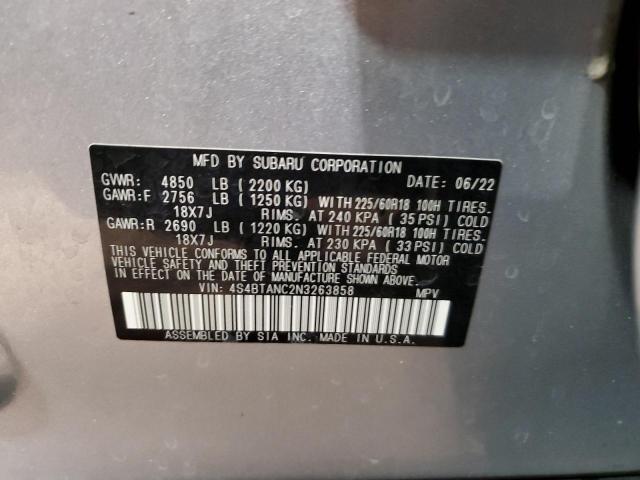 4S4BTANC2N3263858 - 2022 SUBARU OUTBACK LIMITED SILVER photo 14