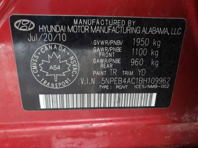 5NPEB4AC1BH109962 - 2011 HYUNDAI SONATA GLS RED photo 13