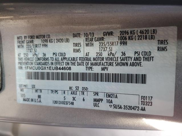 1FMCU0GX1EUB44608 - 2014 FORD ESCAPE SE SILVER photo 13