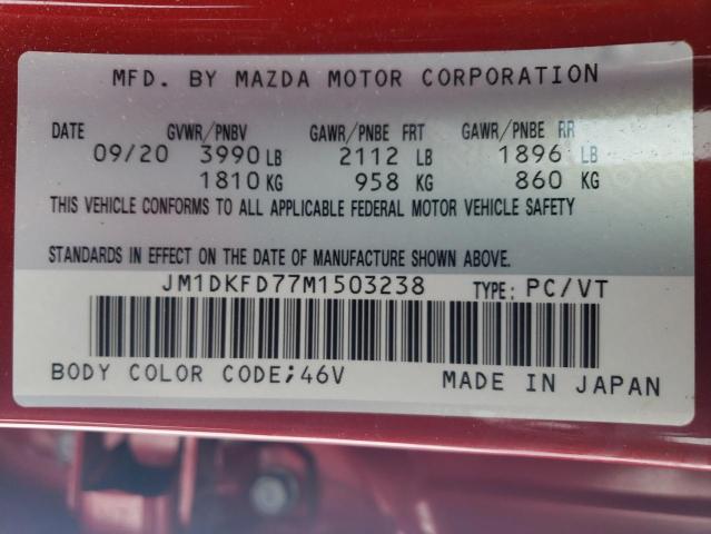 JM1DKFD77M1503238 - 2021 MAZDA CX-3 GRAND TOURING RED photo 12