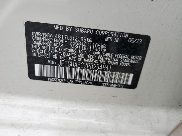 JF1GUABC2R8234841 - 2024 SUBARU IMPREZA WHITE photo 13