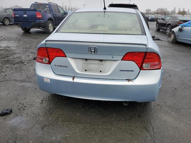 JHMFA36296S001256 - 2006 HONDA CIVIC HYBRID BLUE photo 6