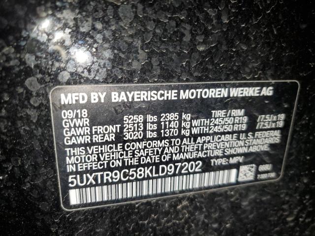 5UXTR9C58KLD97202 - 2019 BMW X3 XDRIVE30I BLACK photo 13