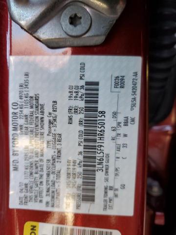 3LN6L5F91HR650158 - 2017 LINCOLN MKZ RESERVE წითელი ფოტო 12