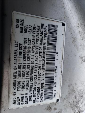 5FNRL38486B048976 - 2006 HONDA ODYSSEY EX SILVER photo 13