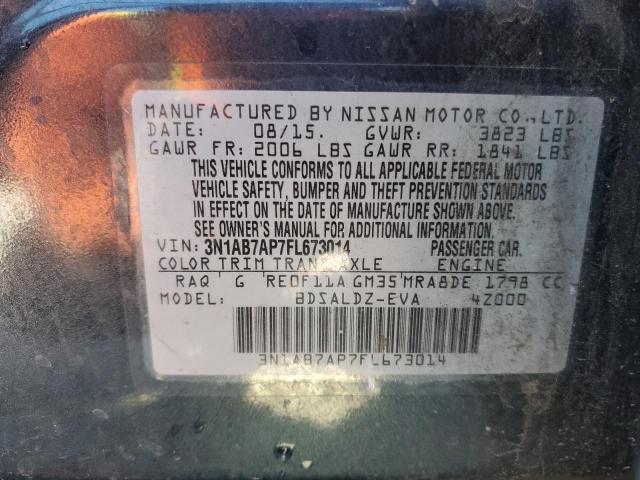 3N1AB7AP7FL673014 - 2015 NISSAN SENTRA S BLUE photo 12