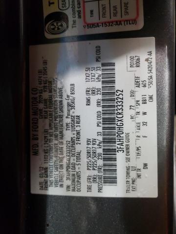 3FAHP0HGXCR333252 - 2012 FORD FUSION SE GRAY photo 13