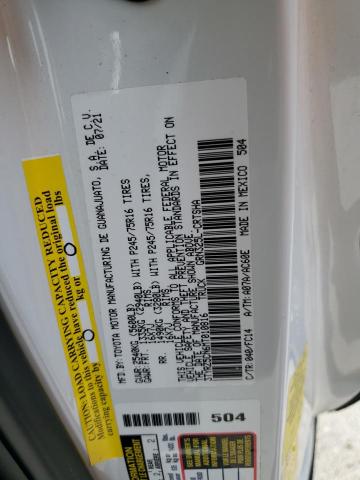 3TYRZ5CN6MT010816 - 2021 TOYOTA TACOMA ACCESS CAB თეთრი ფოტო 13