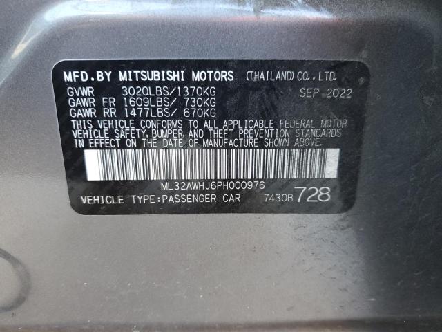 ML32AWHJ6PH000976 - 2023 MITSUBISHI MIRAGE SE GRAY photo 12