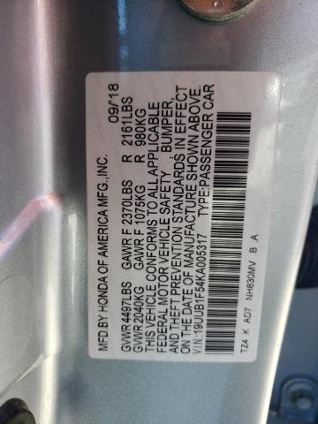 19UUB1F54KA005317 - 2019 ACURA TLX TECHNOLOGY 银色 照片 13