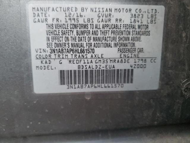 3N1AB7AP6HL661570 - 2017 NISSAN SENTRA S BLACK photo 12