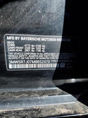 3MW5R7J07M8B52479 - 2021 BMW 330XI BLACK photo 12