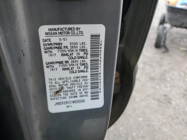 JN8DR09Y31W609344 - 2001 NISSAN PATHFINDER LE 灰色 照片 13