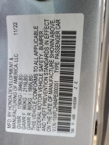 19XFL2H84PE000351 - 2023 HONDA CIVIC SPORT GRAY photo 12